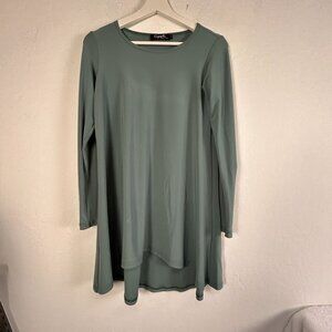 Sympli Womens Green Long Sleeve Swing Tunic Top w/ Button Detail Size 4 Stretch